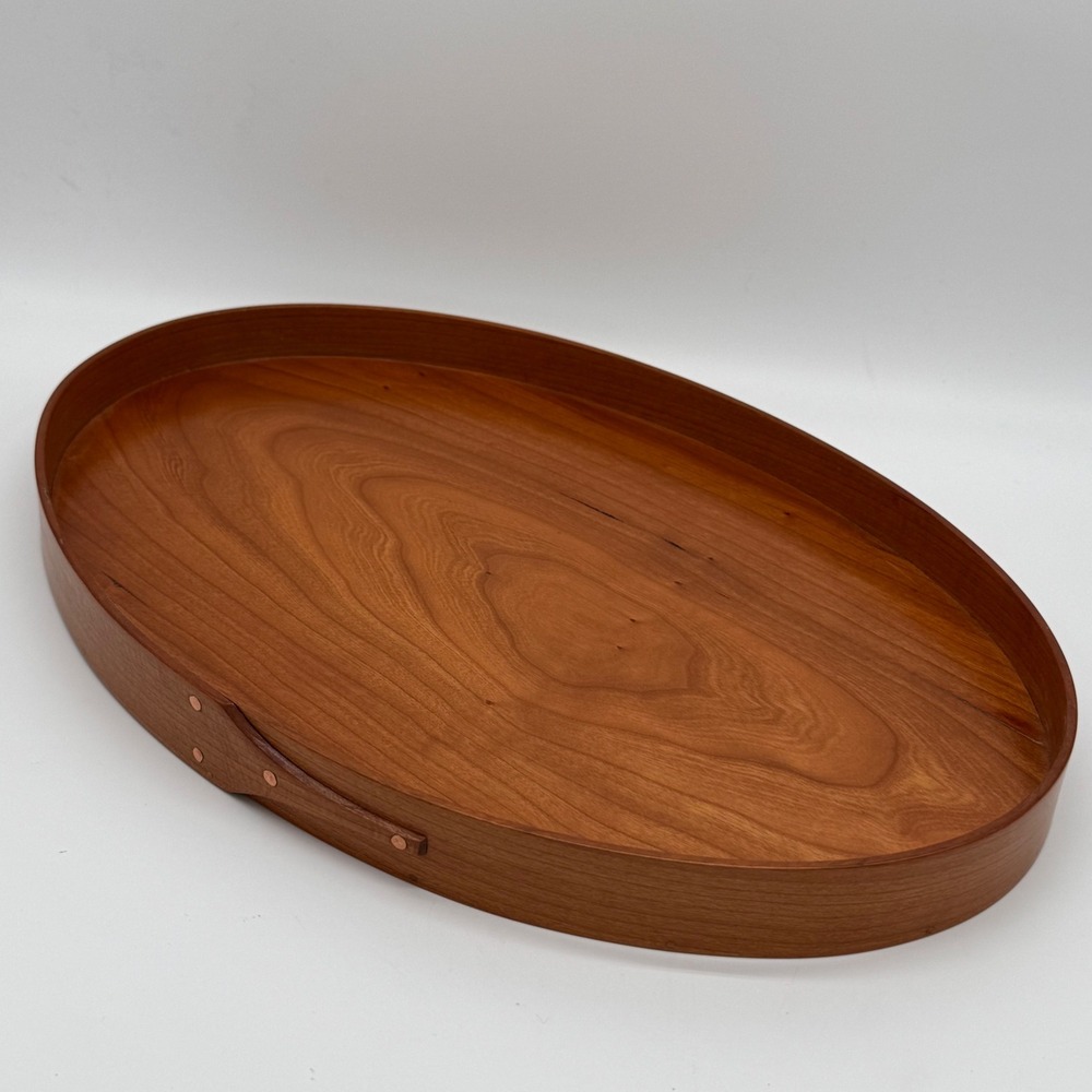 Vintage John Kellogg Signed Cherry Wood Shaker Oval Serving Tray Swallowtail '99